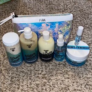 PINK Mermaid Bath & Body Set Bag Lotion Scrub Soak